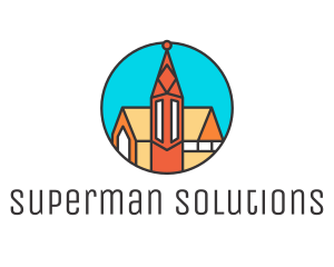 Colorful Cathedral Structure logo design