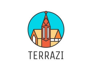 Colorful Cathedral Structure logo design