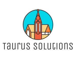 Colorful Cathedral Structure logo design