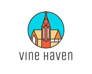 Colorful Cathedral Structure logo design