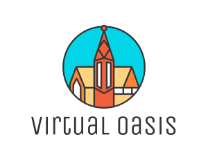 Colorful Cathedral Structure logo design