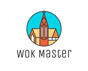 Colorful Cathedral Structure logo design