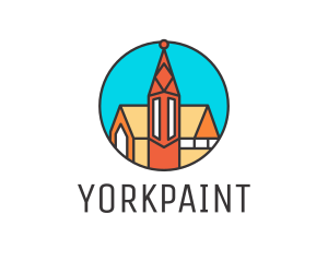 Colorful Cathedral Structure logo design