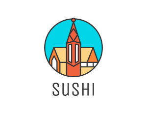 Colorful Cathedral Structure logo design