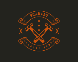 Emblem - Construction Nail Hammer logo design