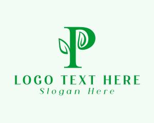 Eco - Natural Leaf Letter P logo design