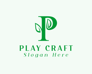 Natural Leaf Letter P logo design