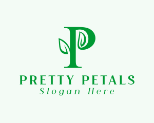 Natural Leaf Letter P logo design