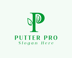 Natural Leaf Letter P logo design