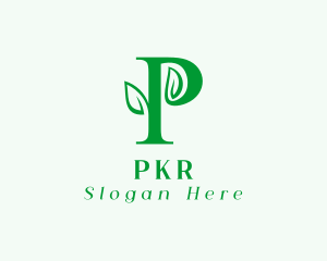 Natural Leaf Letter P logo design