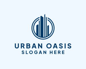 Downtown - Urban Skyscraper Circle logo design