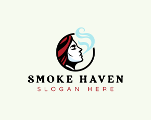 Cigar Lady Smoking logo design