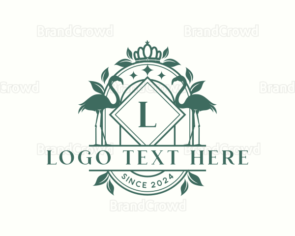 Luxury Crown Flamingo Logo