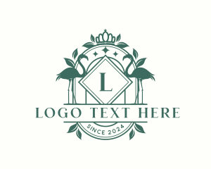 Art Deco - Luxury Crown Flamingo logo design