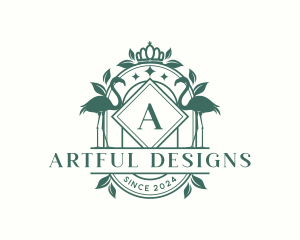 Luxury Crown Flamingo logo design