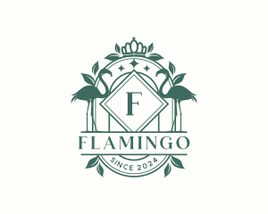 Luxury Crown Flamingo logo design
