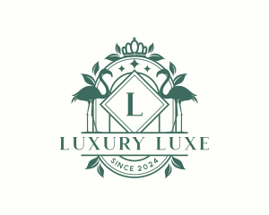 Luxury Crown Flamingo logo design