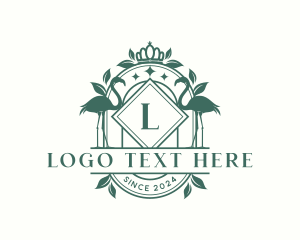 Leaf - Luxury Crown Flamingo logo design