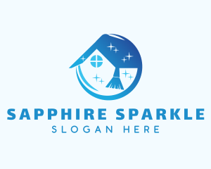 Sparkle Broom House Cleaning logo design