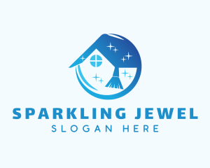 Sparkle Broom House Cleaning logo design