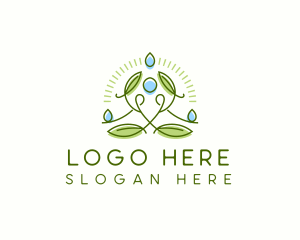 Person - Human Meditation Leaf logo design
