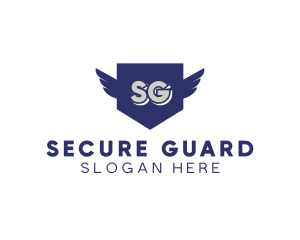 Lettemark - Wings Shield  Security logo design