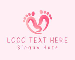 Reflexology - Pink Feet Hearts logo design