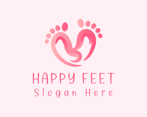 Pink Feet Hearts logo design