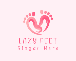 Pink Feet Hearts logo design