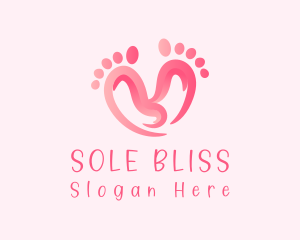 Pedicure - Pink Feet Hearts logo design