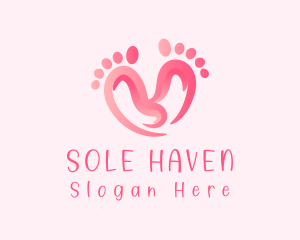 Pink Feet Hearts logo design