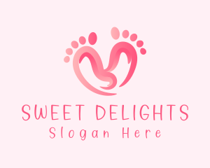 Pink Feet Hearts logo design