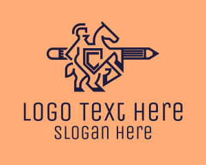 Poet - Gladiator Pencil Outline logo design