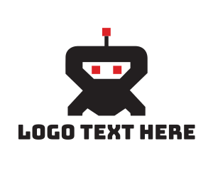 Bot - Black Red Ninja Robot Technology logo design