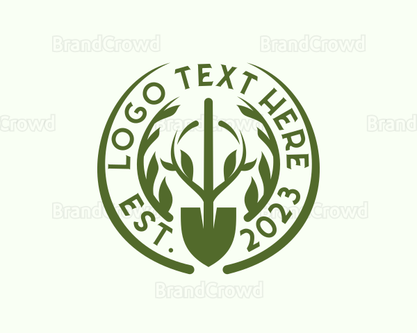 Shovel Wreath Gardening Logo