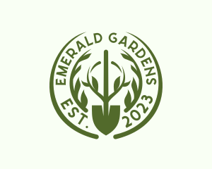 Shovel Wreath Gardening logo design