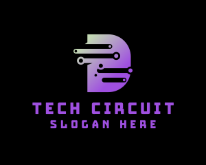 Circuitry - Tech Circuitry Letter D logo design