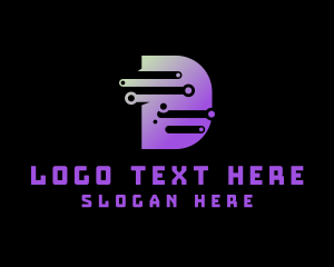 Letter Hd - Tech Circuitry Letter D logo design