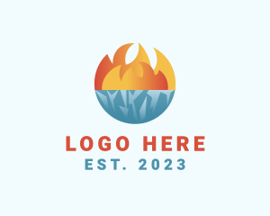 Heating - Iceberg Fire Flame logo design