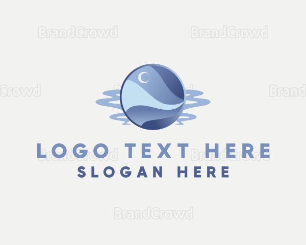 Ocean Moon Wave Logo