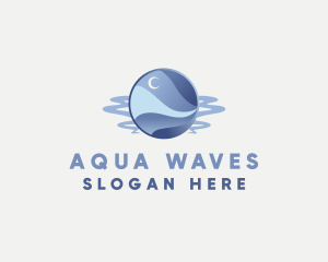 Ocean Moon Wave logo design