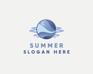 Ocean Moon Wave logo design