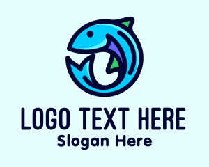Herring - Blue Fish Circle logo design