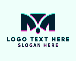 Anaglyph - Tech Glitch Letter M logo design