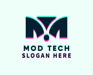 Tech Glitch Letter M logo design