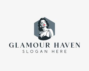 Curly Woman Pinup logo design