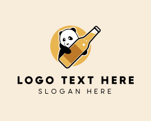 Alcoholic - Panda Beer Bottle logo design