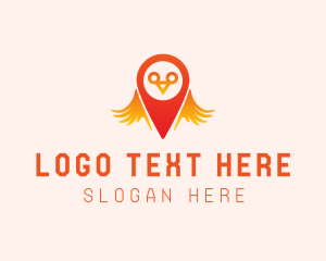 Pointer - Orange Bird GPS Pin logo design