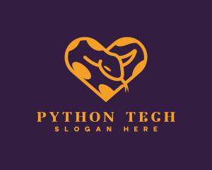 Python - Python Snake Heart logo design