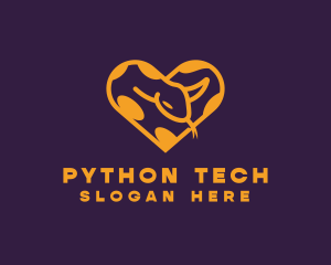 Python Snake Heart logo design